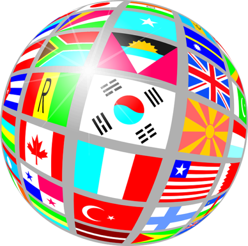 globe with country flags